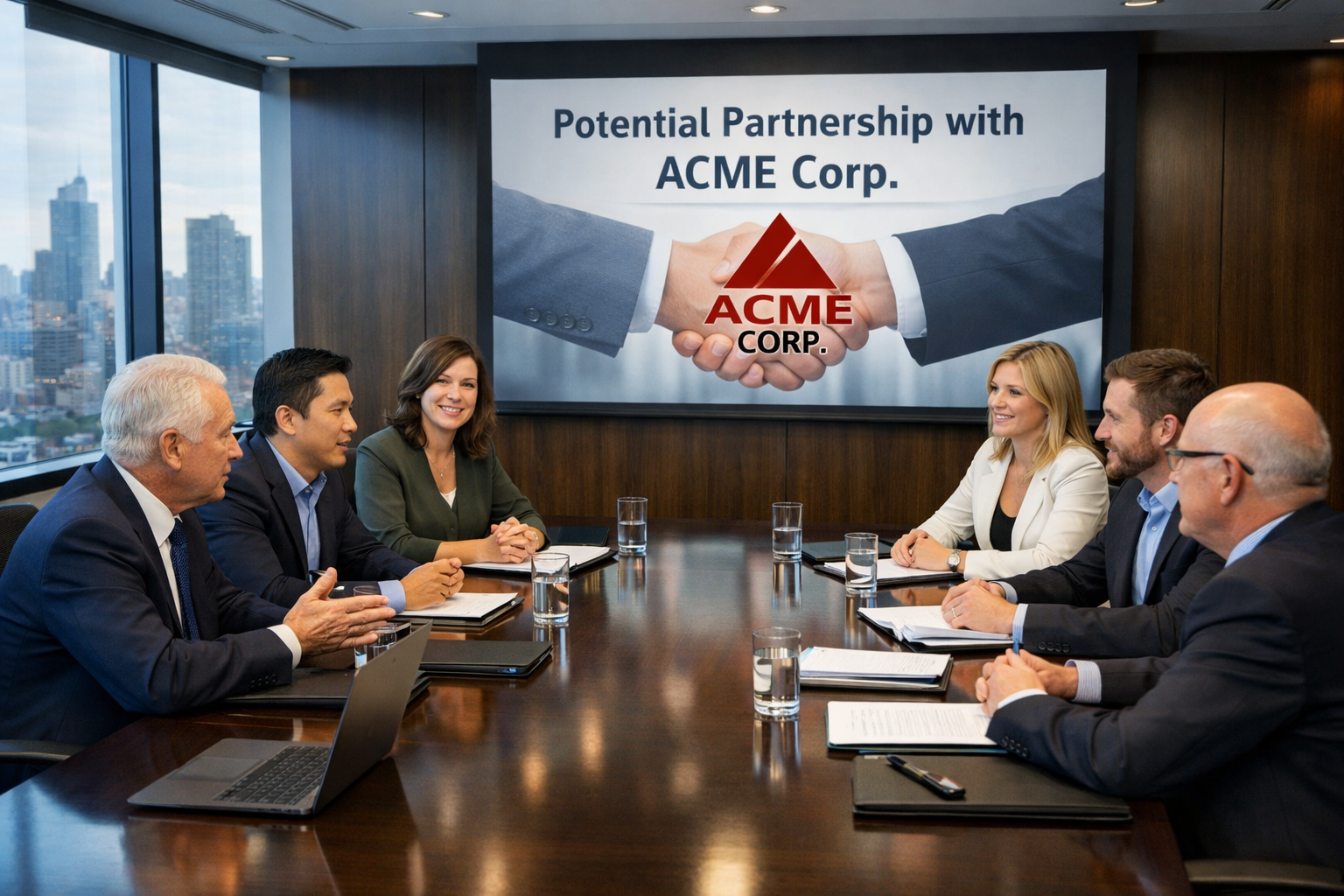 Decision makers with different buying roles in a boardroom